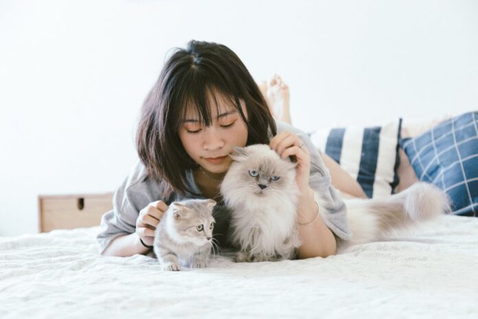 Owner with her pets